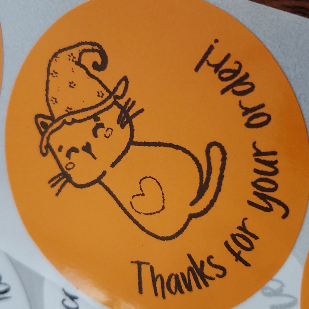 3/$15 50pc Halloween Thank You Stickers Cat Shipping Small Business Set - Picture 6 of 7